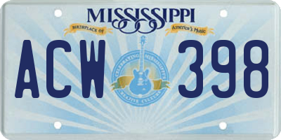 MS license plate ACW398