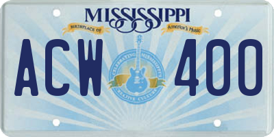 MS license plate ACW400