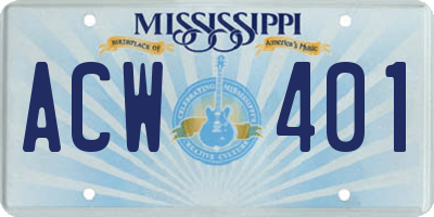 MS license plate ACW401
