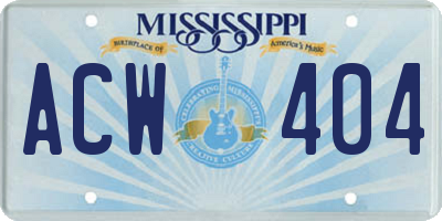 MS license plate ACW404