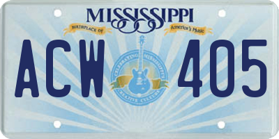 MS license plate ACW405