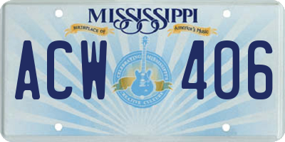 MS license plate ACW406