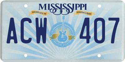 MS license plate ACW407