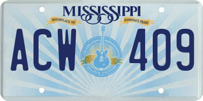MS license plate ACW409
