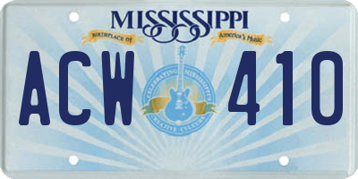 MS license plate ACW410