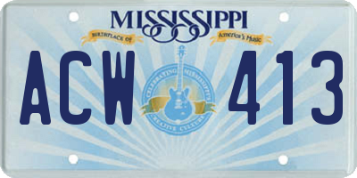 MS license plate ACW413