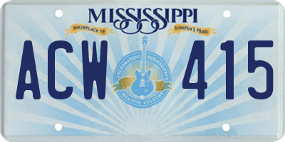 MS license plate ACW415