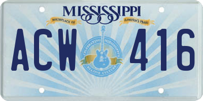 MS license plate ACW416