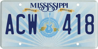 MS license plate ACW418