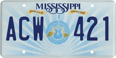 MS license plate ACW421