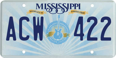 MS license plate ACW422