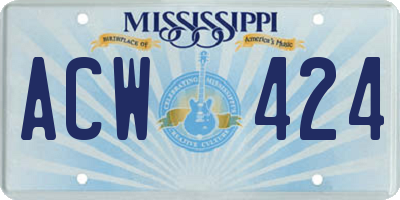 MS license plate ACW424