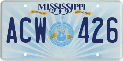 MS license plate ACW426