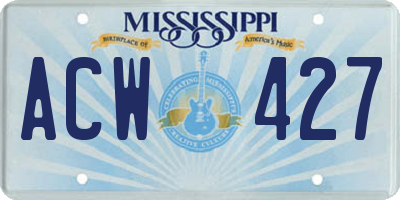 MS license plate ACW427