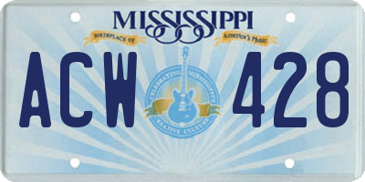 MS license plate ACW428