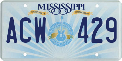 MS license plate ACW429