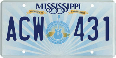 MS license plate ACW431