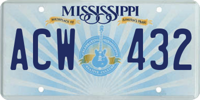 MS license plate ACW432