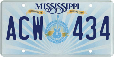 MS license plate ACW434