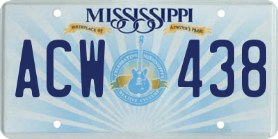 MS license plate ACW438