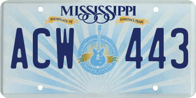 MS license plate ACW443