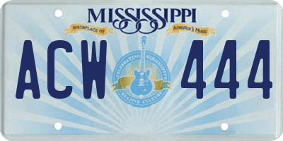 MS license plate ACW444