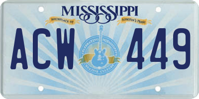 MS license plate ACW449
