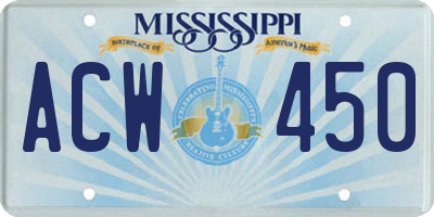 MS license plate ACW450