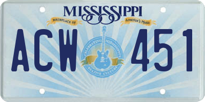 MS license plate ACW451