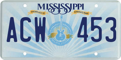 MS license plate ACW453