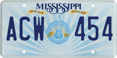 MS license plate ACW454