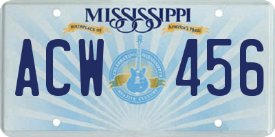 MS license plate ACW456