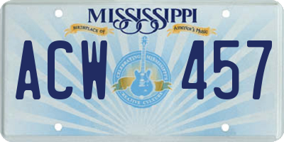 MS license plate ACW457