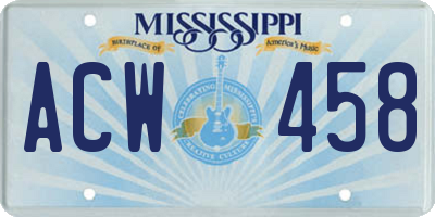 MS license plate ACW458