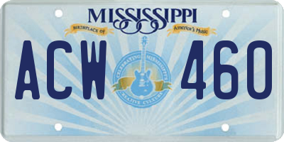 MS license plate ACW460