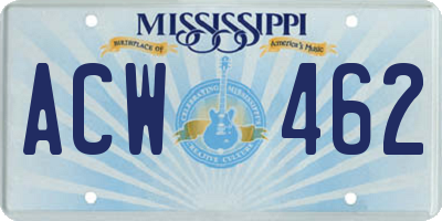 MS license plate ACW462