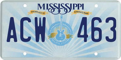 MS license plate ACW463