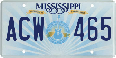 MS license plate ACW465
