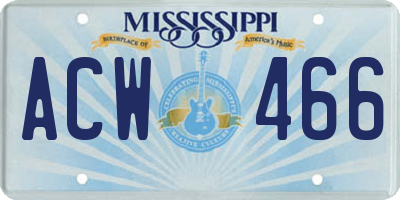 MS license plate ACW466
