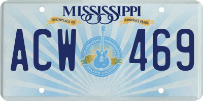 MS license plate ACW469