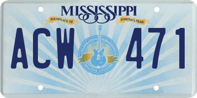 MS license plate ACW471