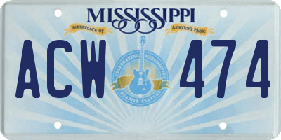 MS license plate ACW474
