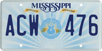 MS license plate ACW476