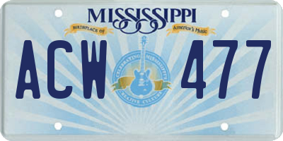 MS license plate ACW477