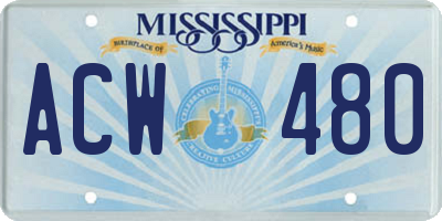 MS license plate ACW480