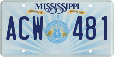 MS license plate ACW481