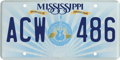 MS license plate ACW486