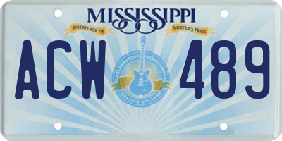 MS license plate ACW489