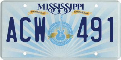 MS license plate ACW491