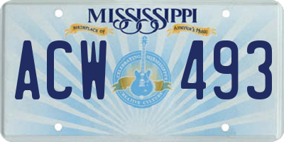 MS license plate ACW493